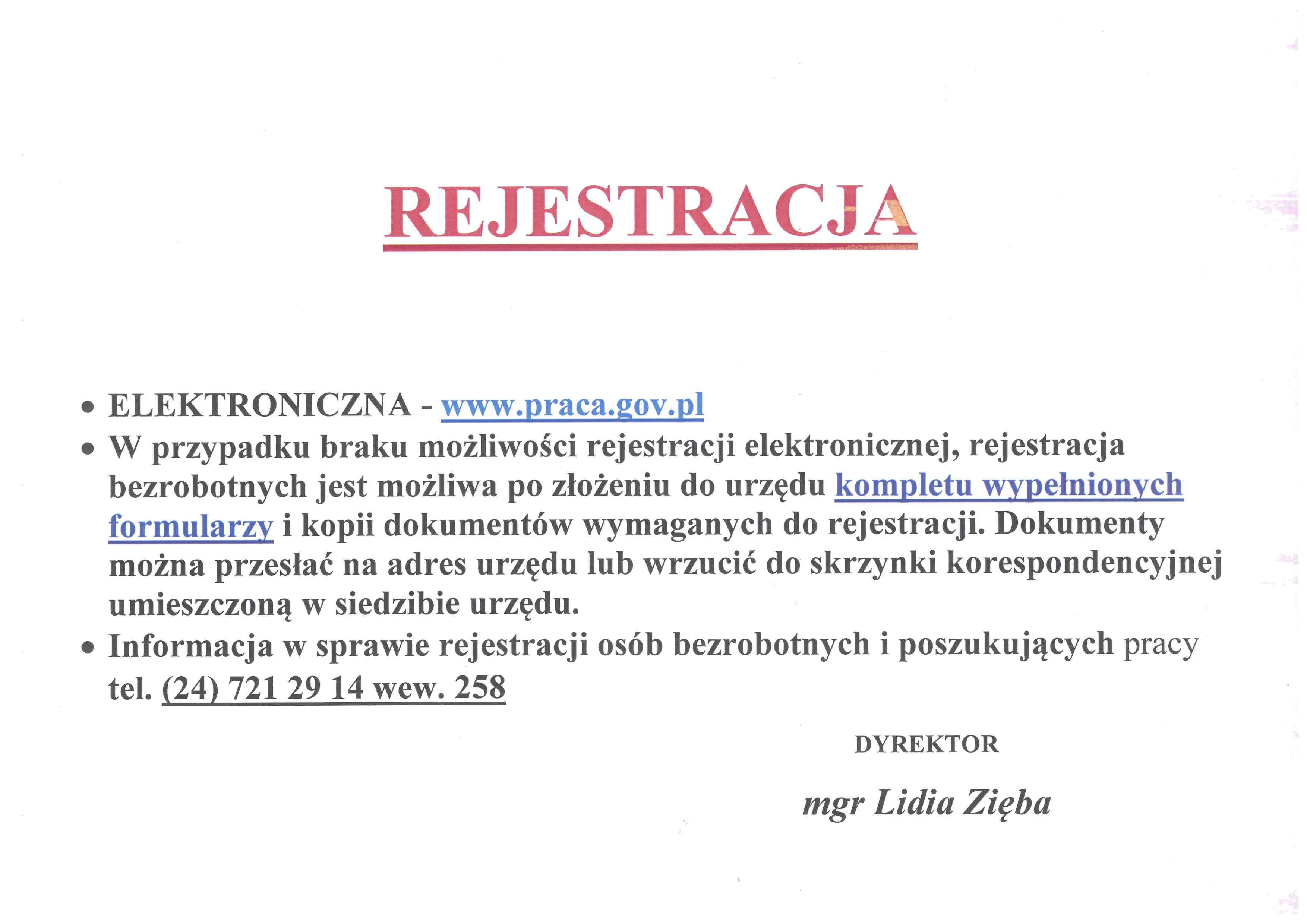 REJESTRACJA JAKO OSOBA BEZROBOTNA LUB POSZUKUJĄCA PRACY