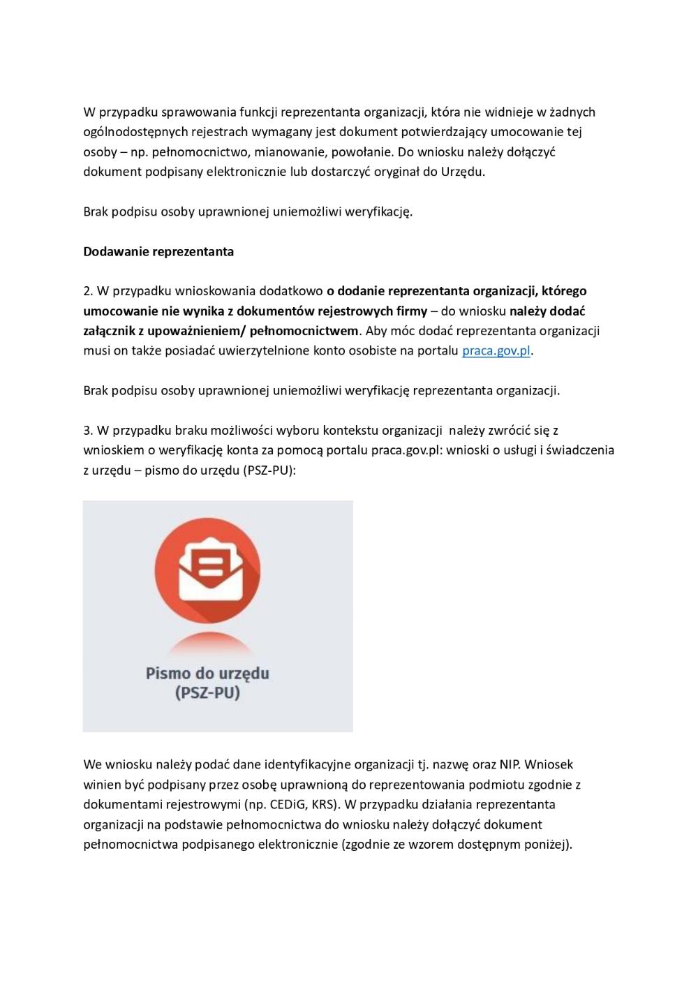 Instrukcja Weryfikacja konta organizacji oraz dodawanie reprezentanta na praca.gov