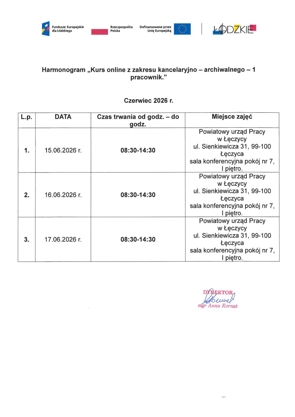 Kurs kancelaryjno-archiwalny
