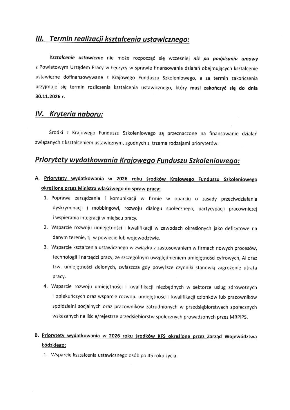 Ogłoszenie o naborze KFS